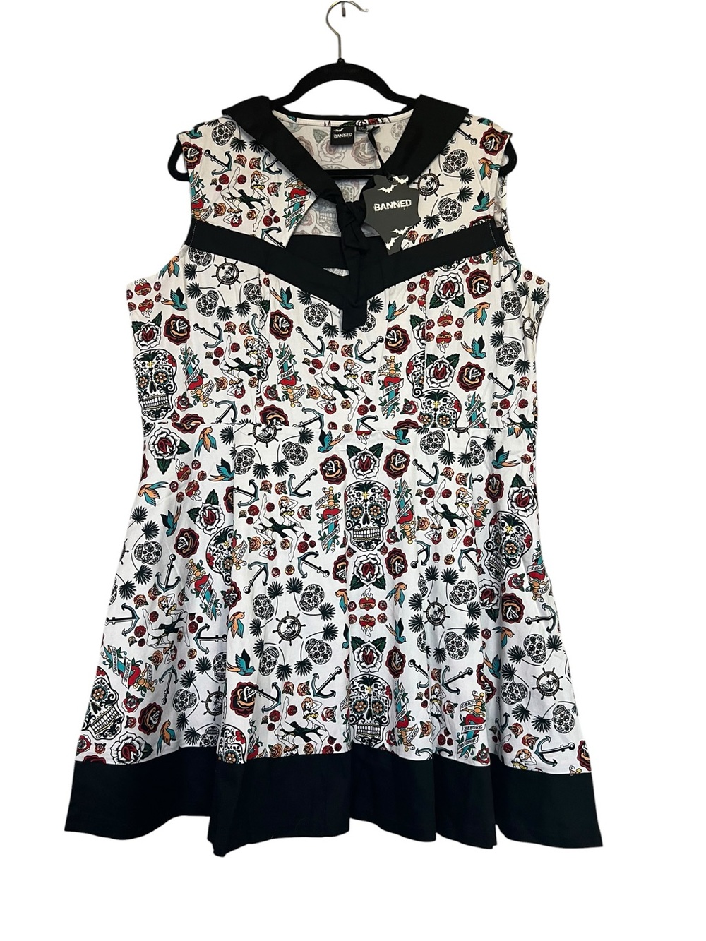 Banned NWT 3X Plus “Hot As Hell” Steam Punk Sailor Tattoo Print Rockabilly Dress